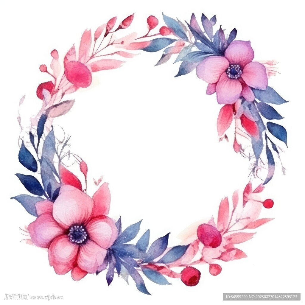 水彩花圈 