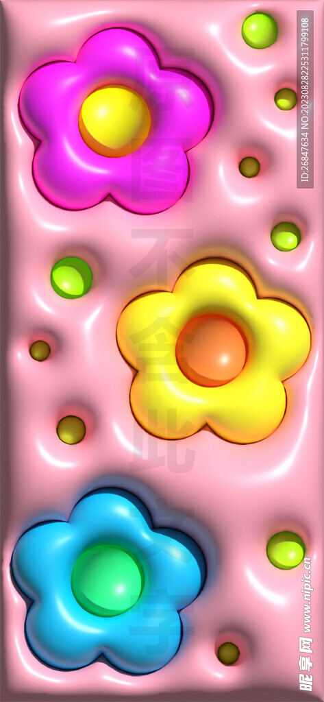 3D膨胀风花朵手机壁纸