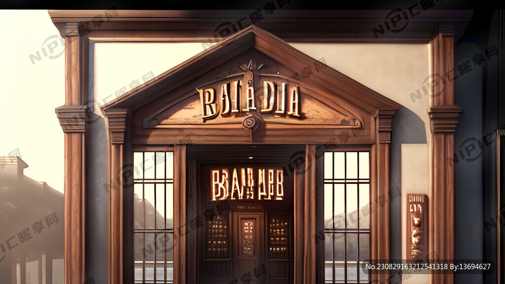 要一个酒吧大门上面有门和窗户