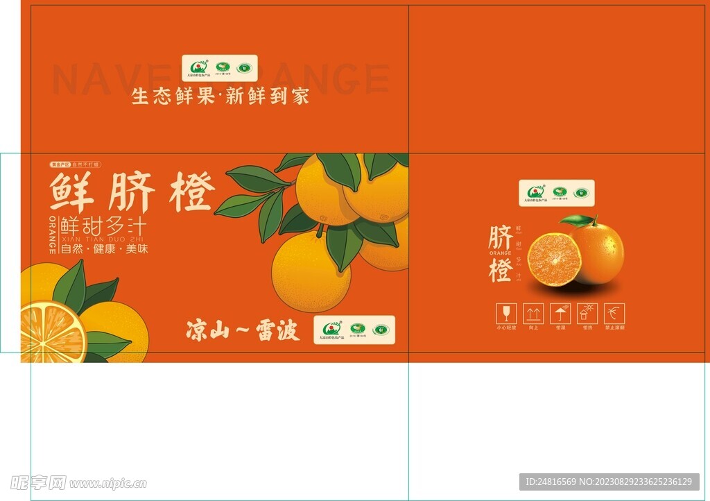 脐橙包装礼盒 矢量