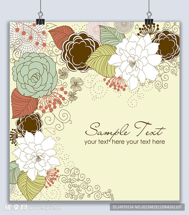 素描花手花朵植物背景图片素材 