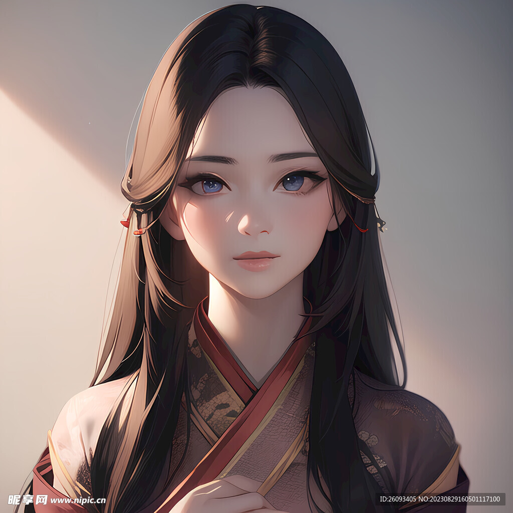 插画美女古风汉服动漫人物头像