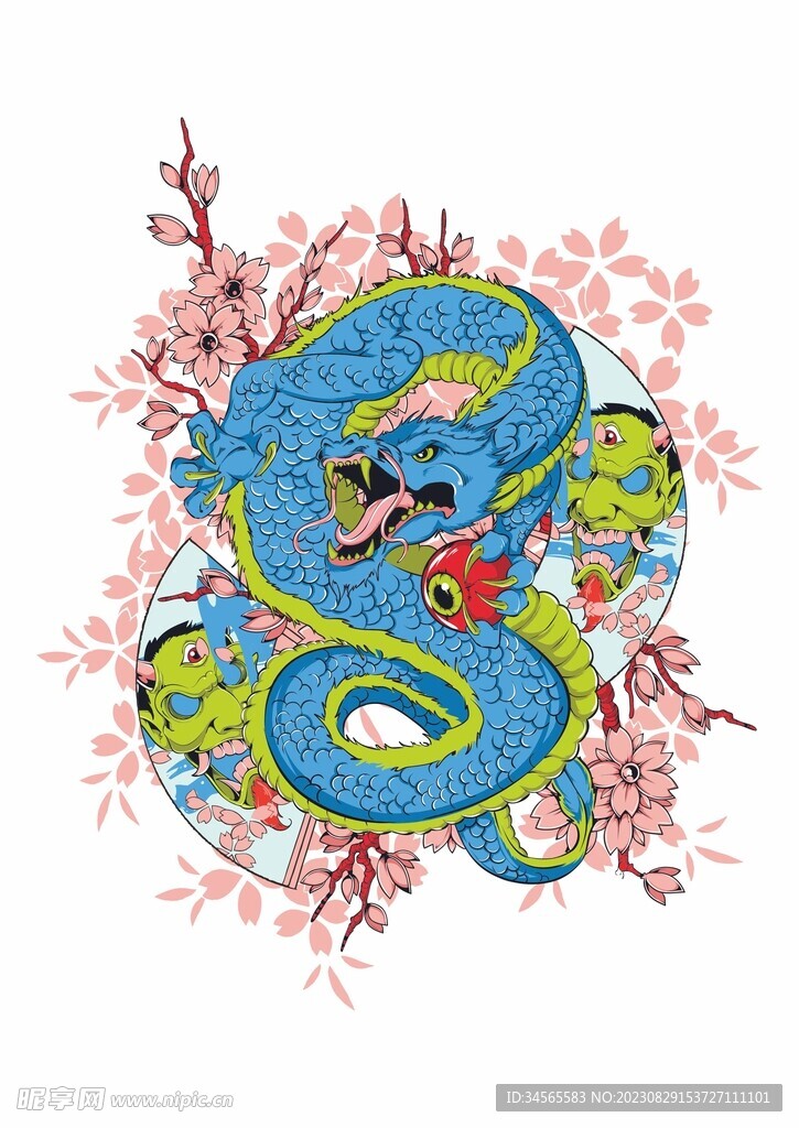 蓝色巨龙樱花树下