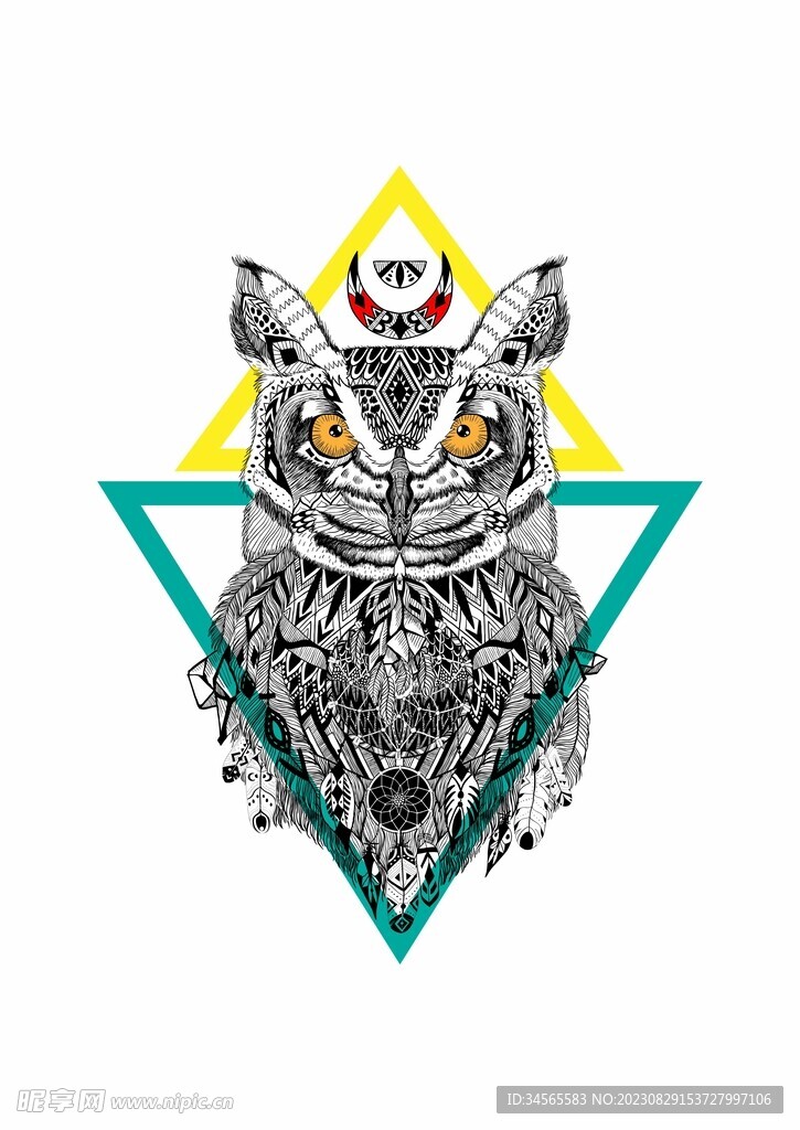 猫头鹰几何图案三角形