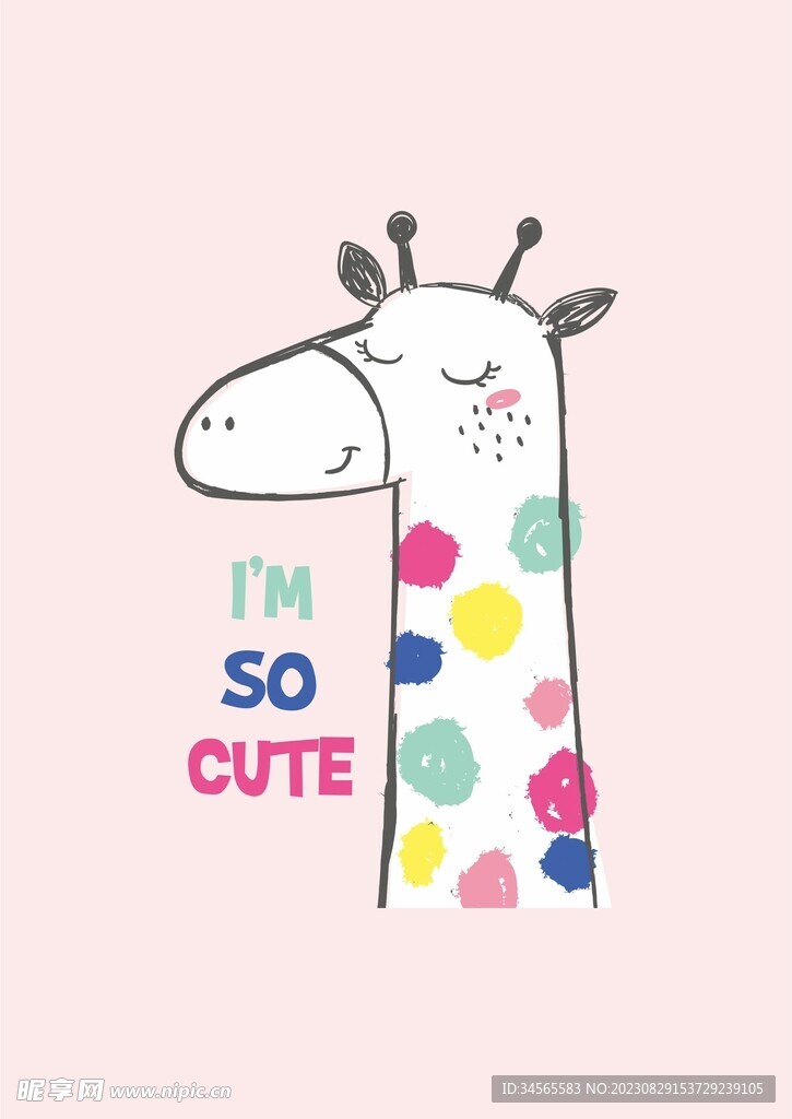 五彩长颈鹿Q版可爱