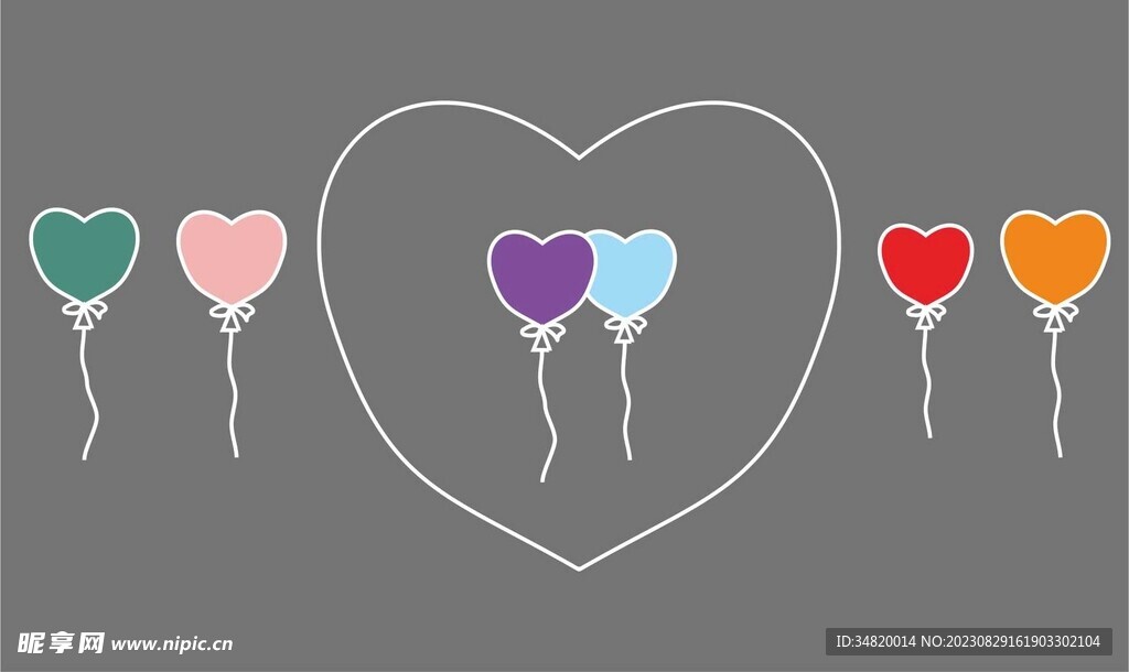 心形蝴蝶结气球活动装饰元素