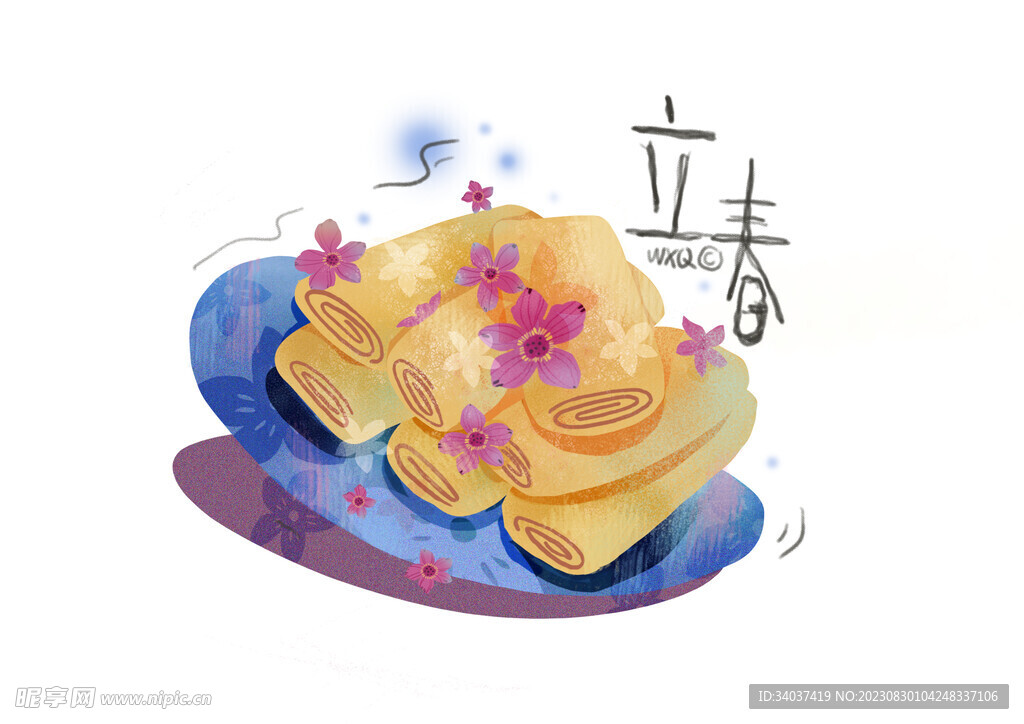 高清原创手绘插画24节气立春