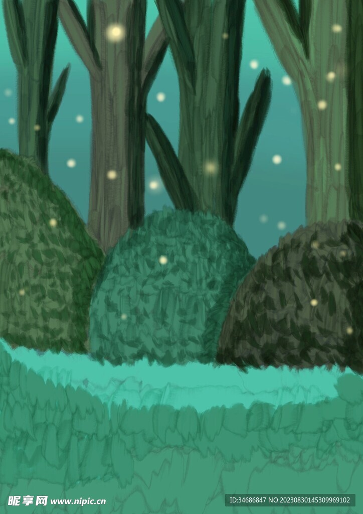 油画风格森林背景