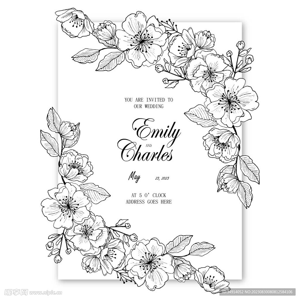 婚礼邀请函花边框