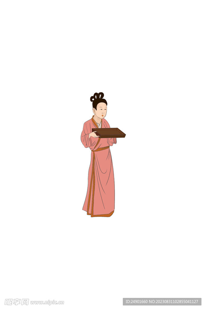 古代人物端盘子侍女