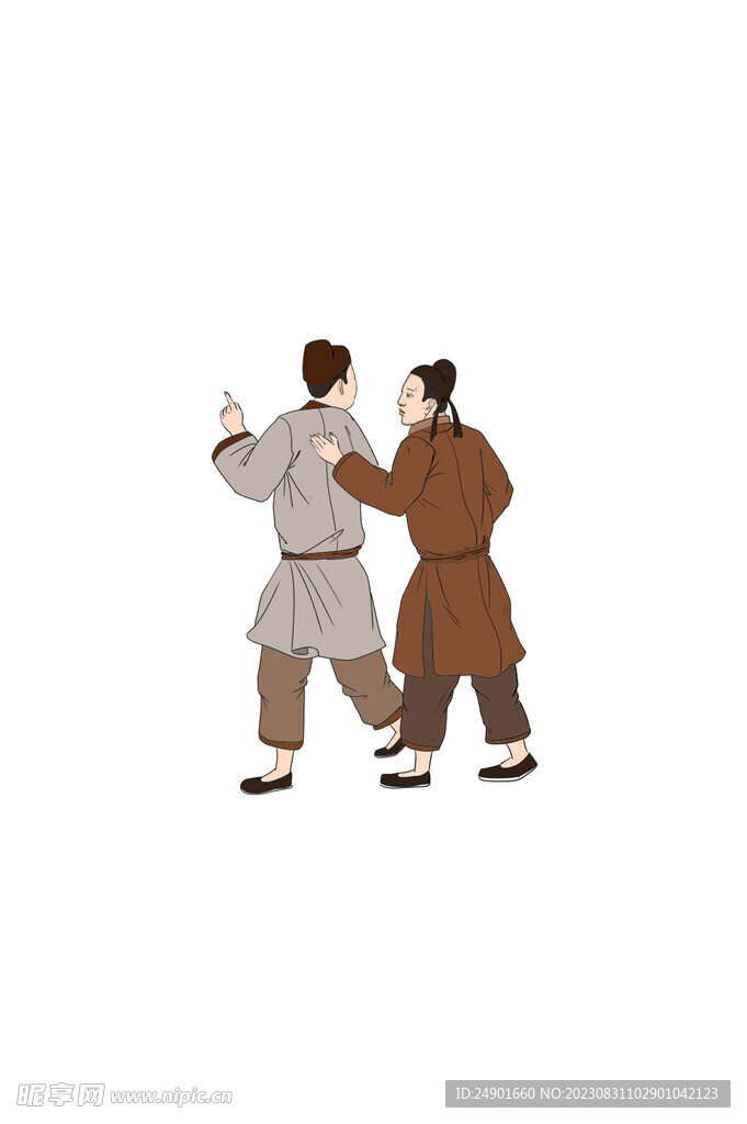 古代人物相互交流男子