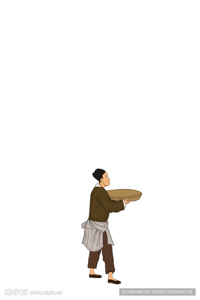 古代人物端簸箕男子