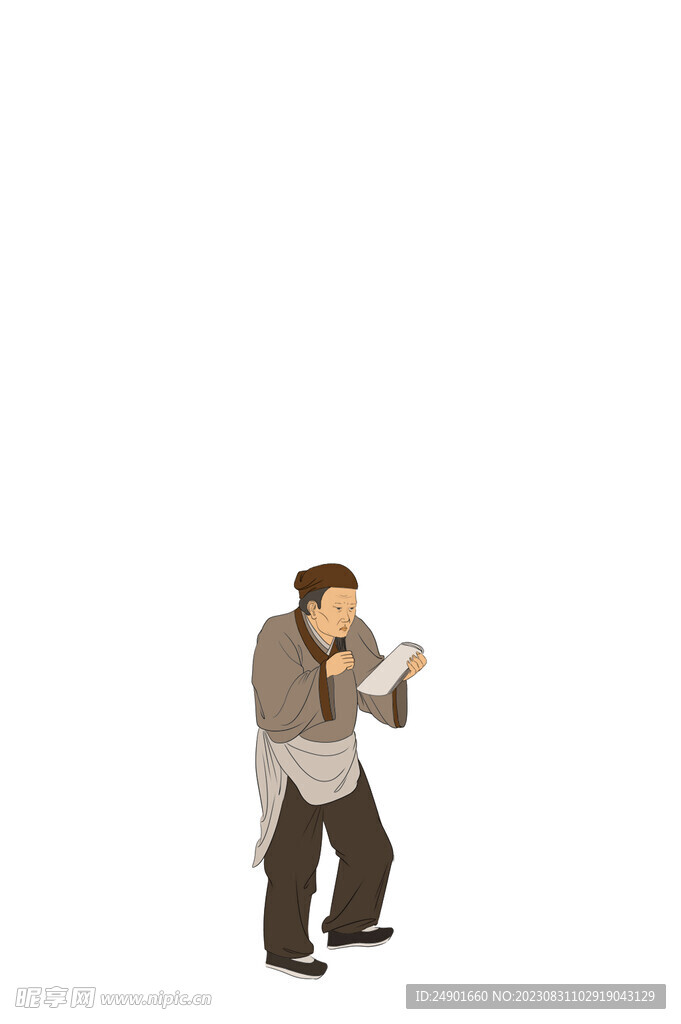 古代人物看书信老人