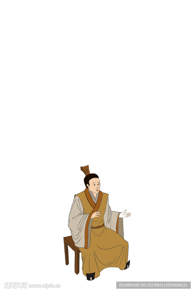 古代人物坐凳子男子