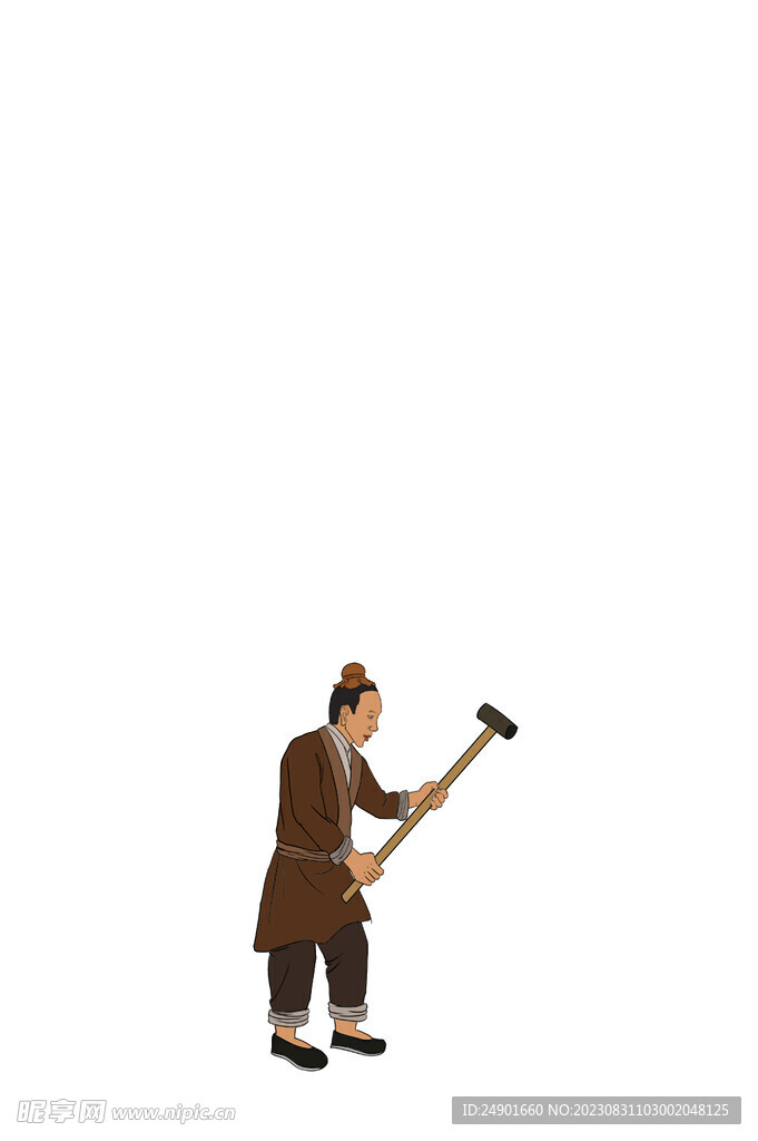 古代手绘人物分层打铁