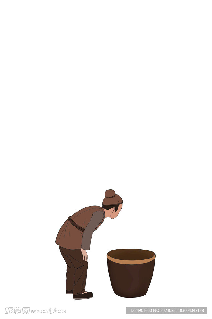 古代人物看水缸男子