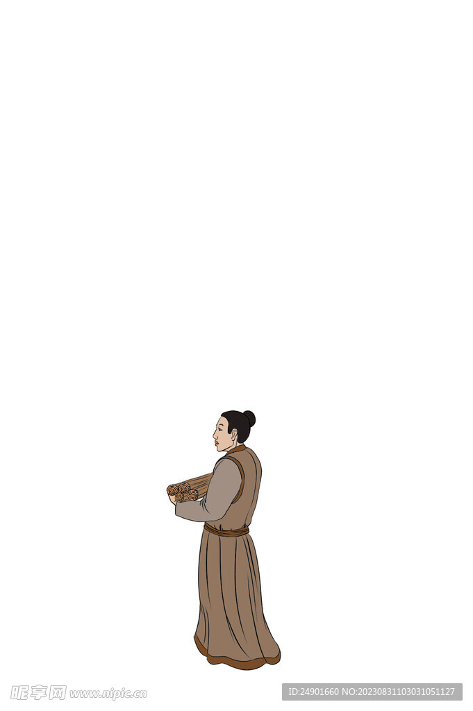 古代人物拿书简