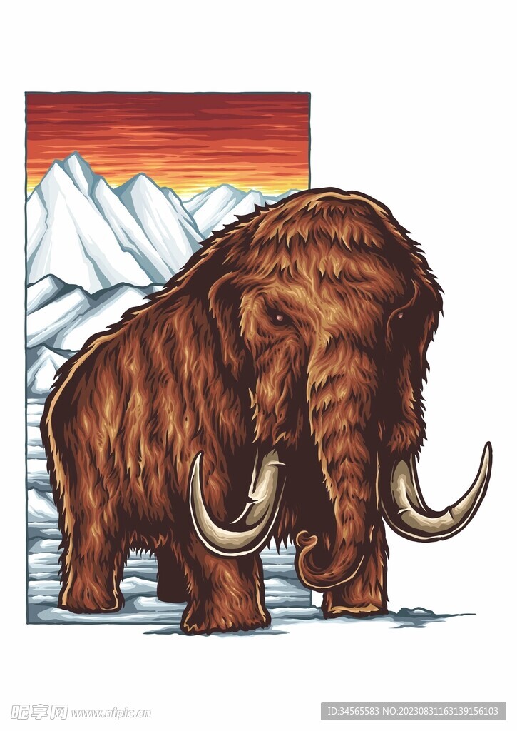 冰河时代猛犸象长毛象冰川