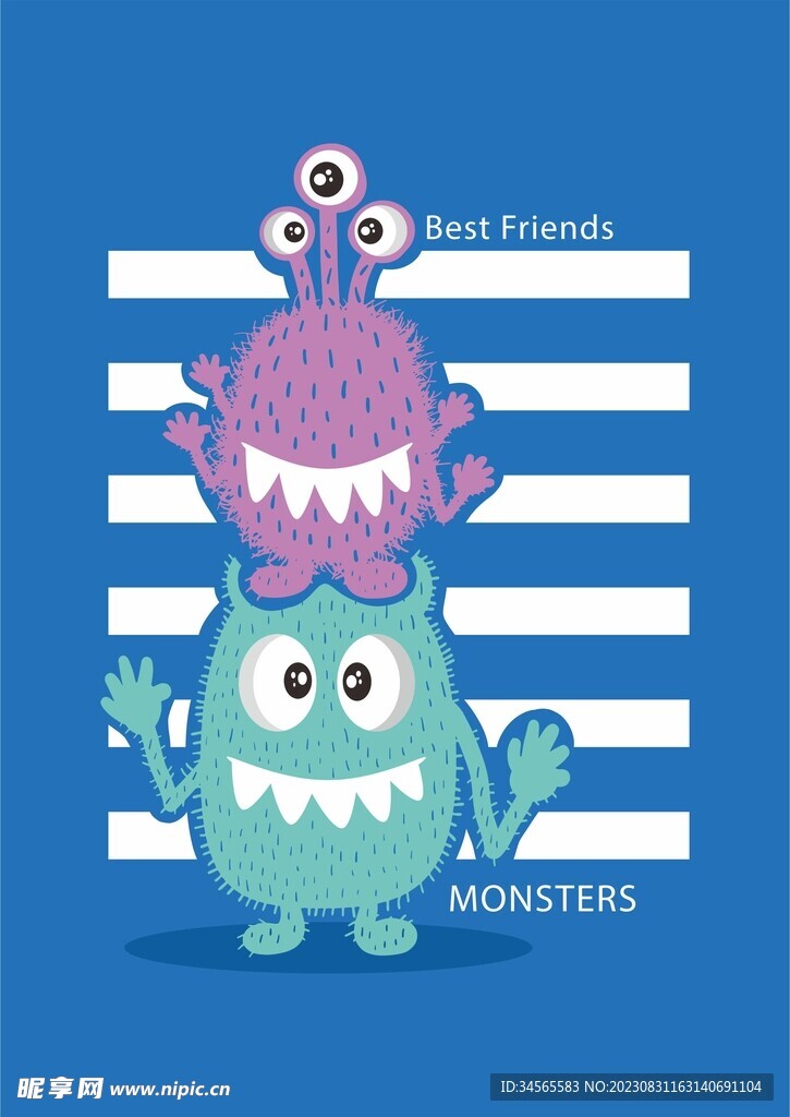 粉绿色紫色怪兽