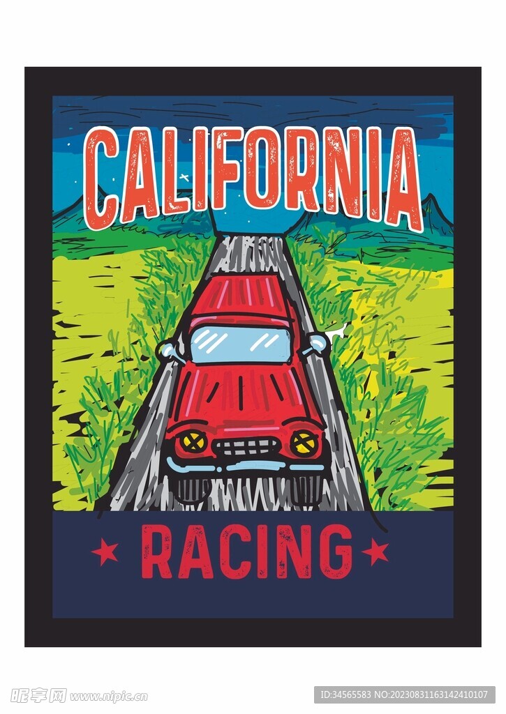 红色越野车SUV田野山间小路