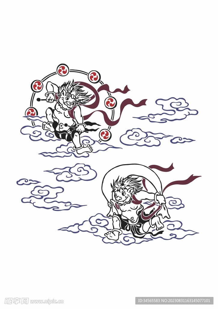 雷神飞天翔云古代神仙