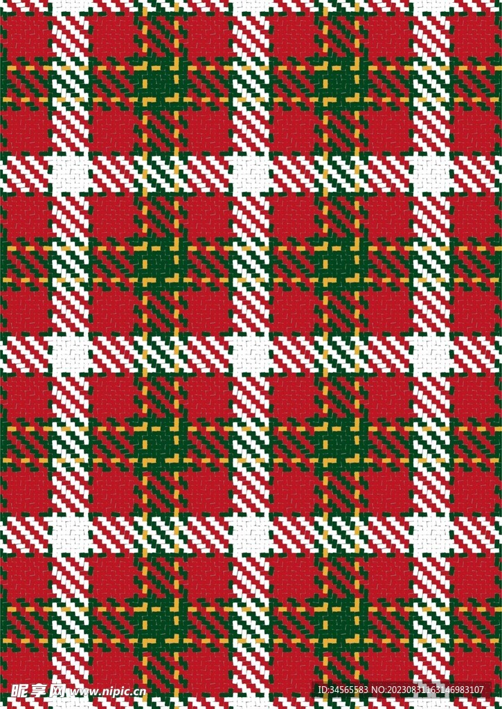 圣诞节色系红白绿格子布