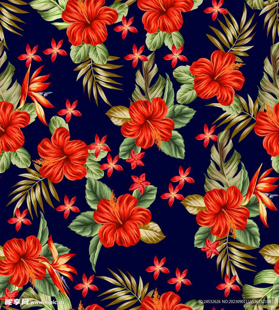 热带花卉四方连接