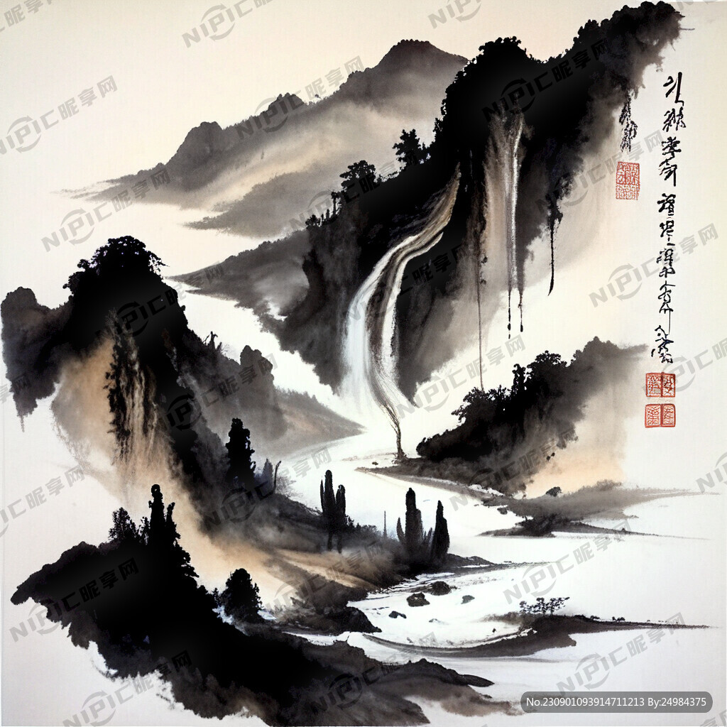 水墨河流水墨流淌