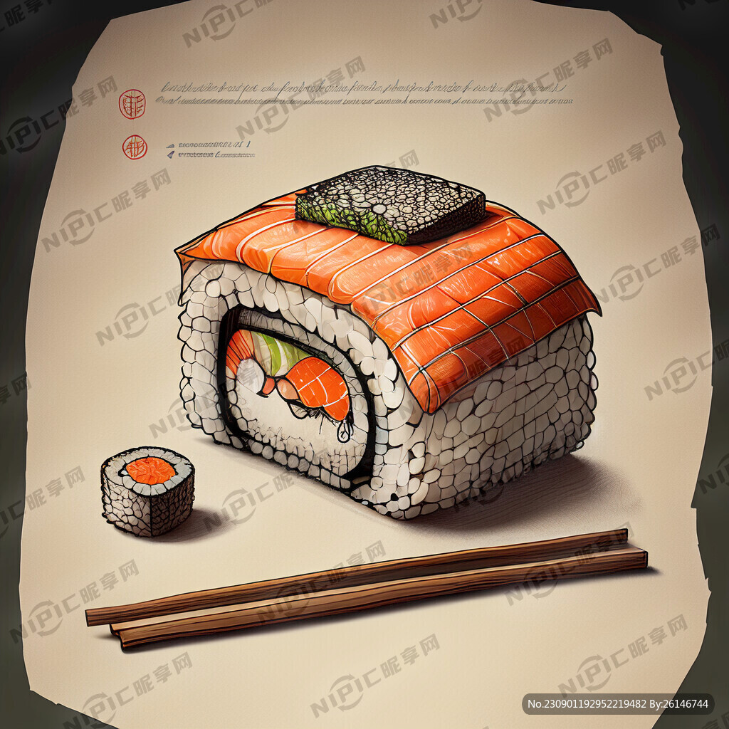 寿司线稿