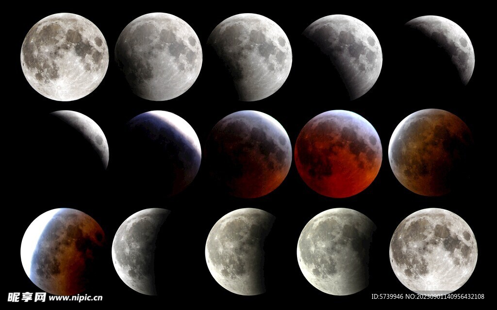 月亮月球转动新月变圆月