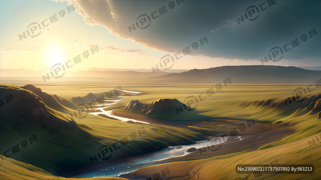 超大广角 俯视视角 草原孤烟直