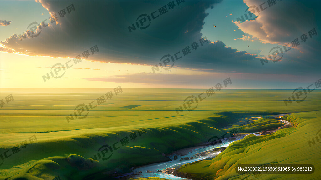 超大广角 俯视视角 青青草原