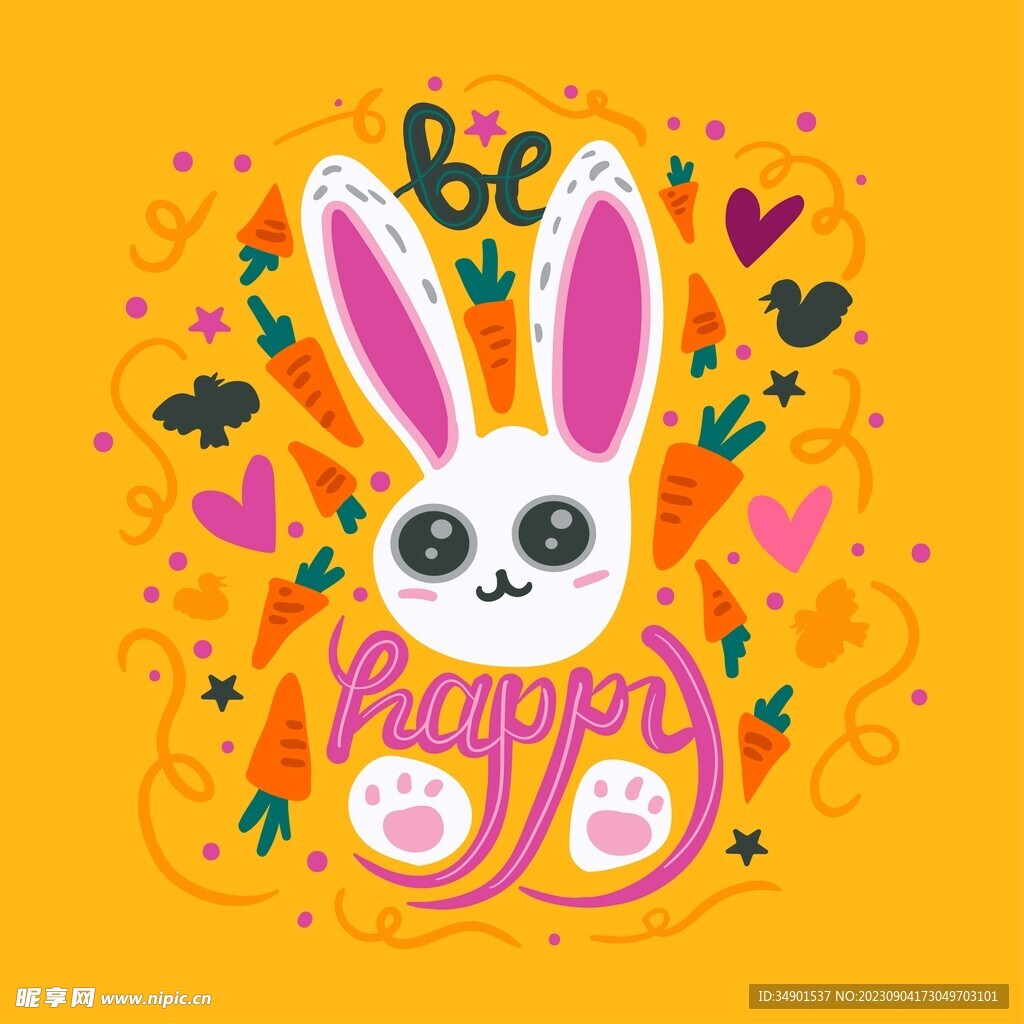 小兔子创意插画