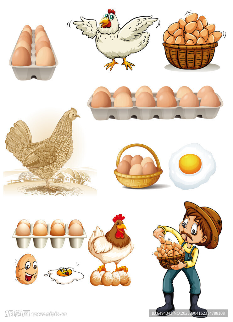 母鸡下蛋土鸡蛋素材合集
