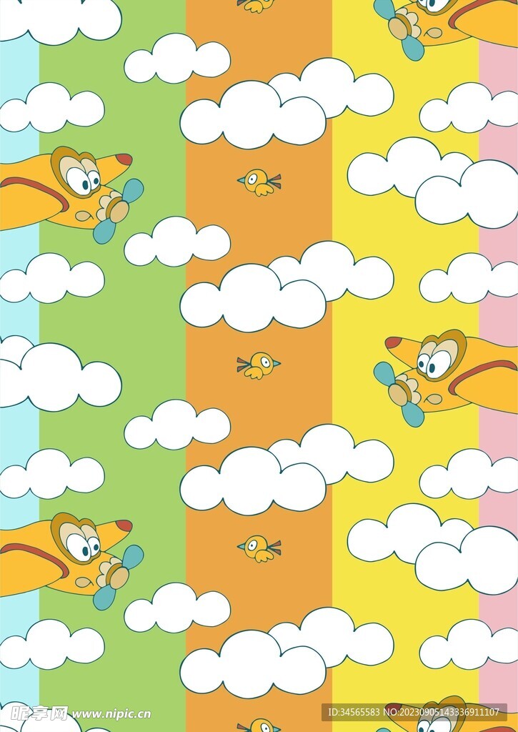 幼儿园 色彩 卡通飞机 小鸟