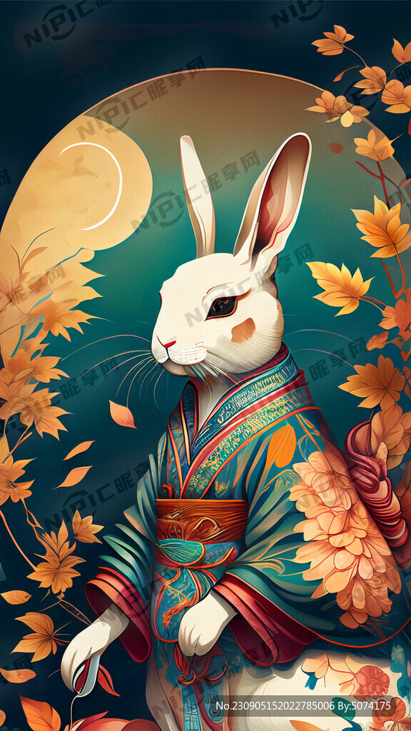 中秋有兔子有嫦娥 暖色系
