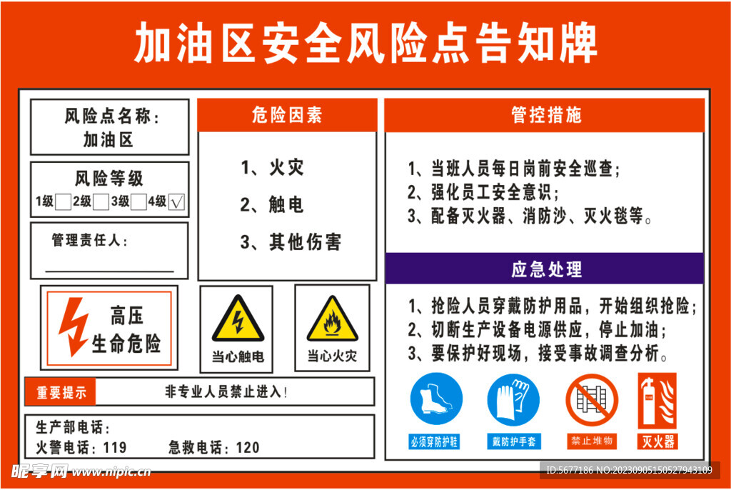加油区安全风险点告知牌