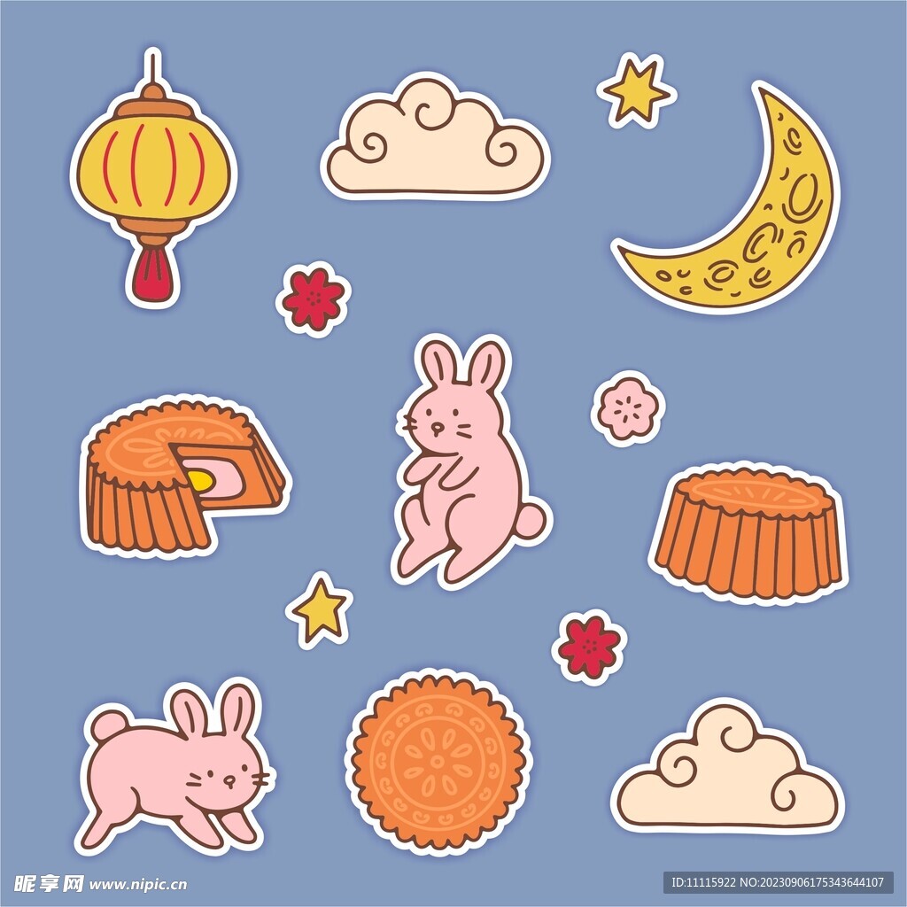 中秋月饼标签贴纸