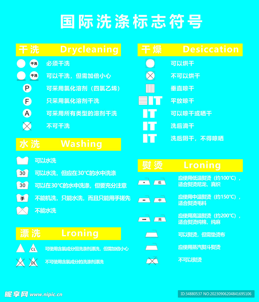 国际洗涤标志符号