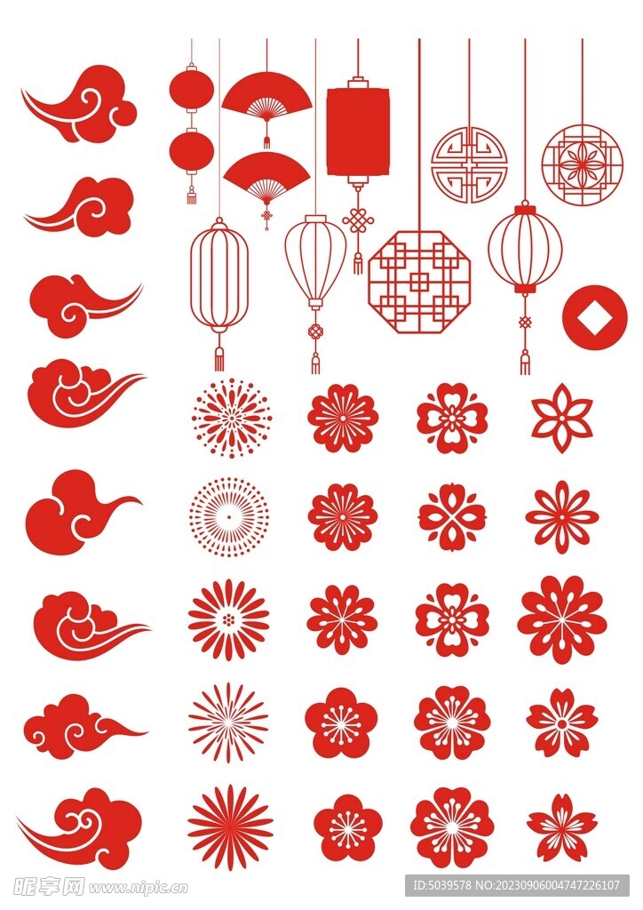 中式传统喜庆元素矢量图