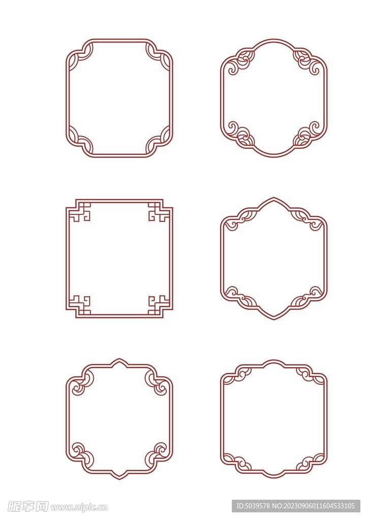中式方形边框矢量图