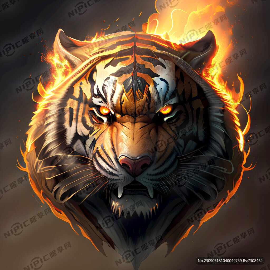 猛虎 头部 燃烧 凶猛