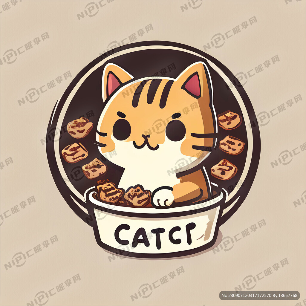 卡通画 猫 标识 零食 简笔画