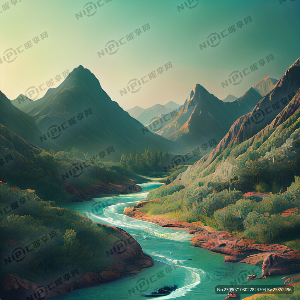 和平鸽 橄榄枝 山川河流 绿色