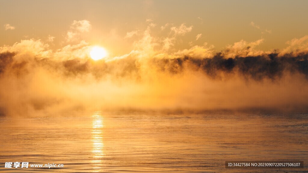 海面日出风