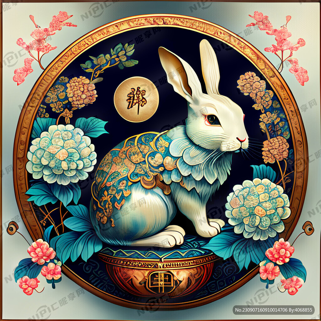 玉兔 月饼 国风 广西绣球