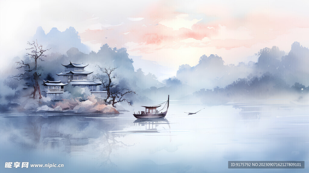 国风水墨风插画背景