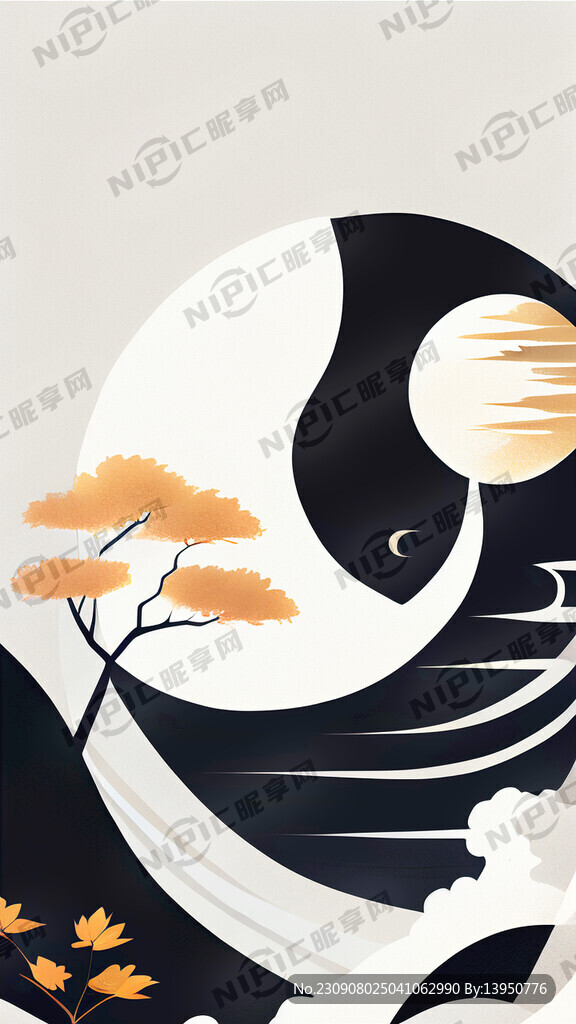 简约中秋背景 白色底色白色背景