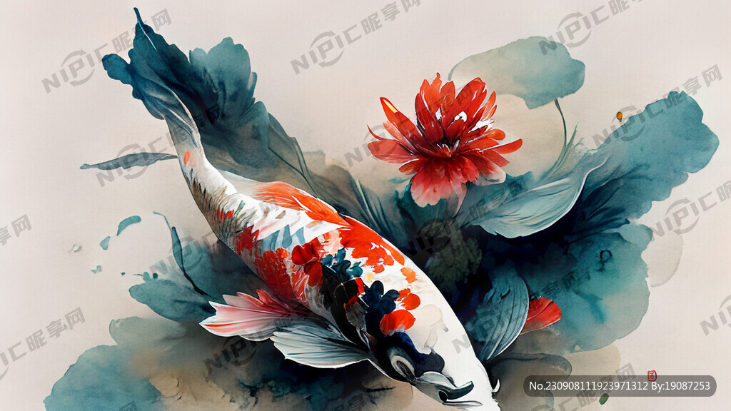 国潮吉祥转运锦鲤色彩亮丽