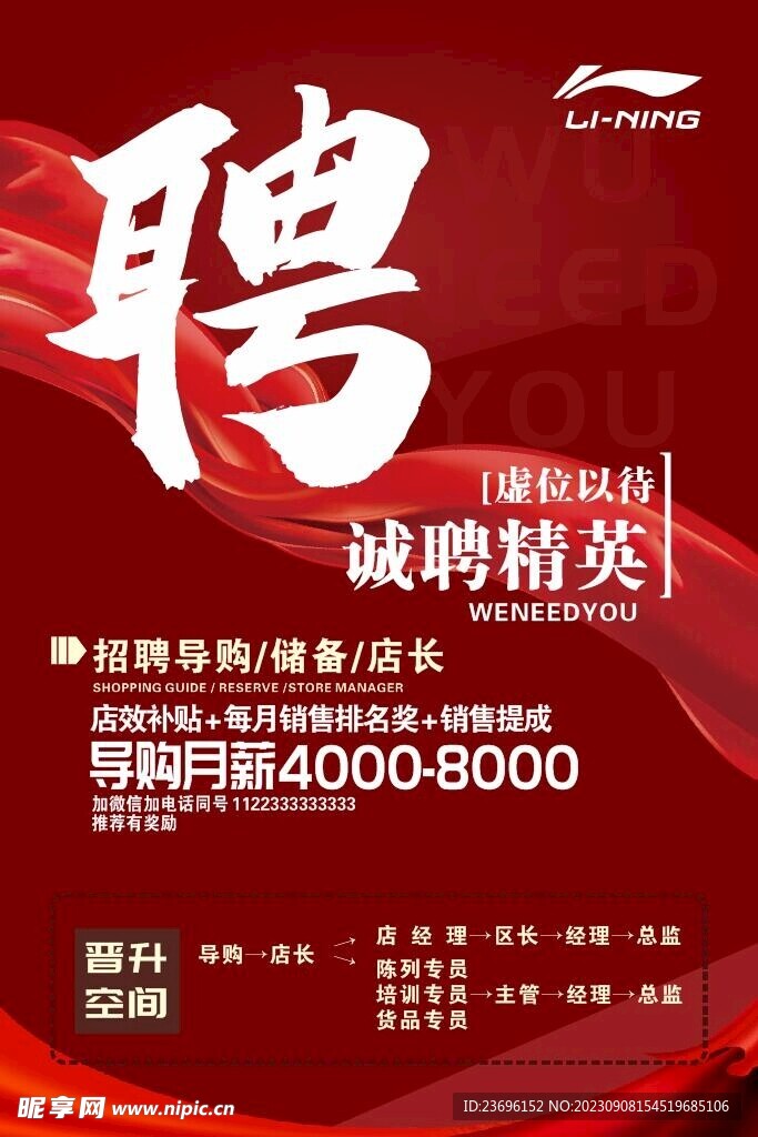 红色大气招聘海报